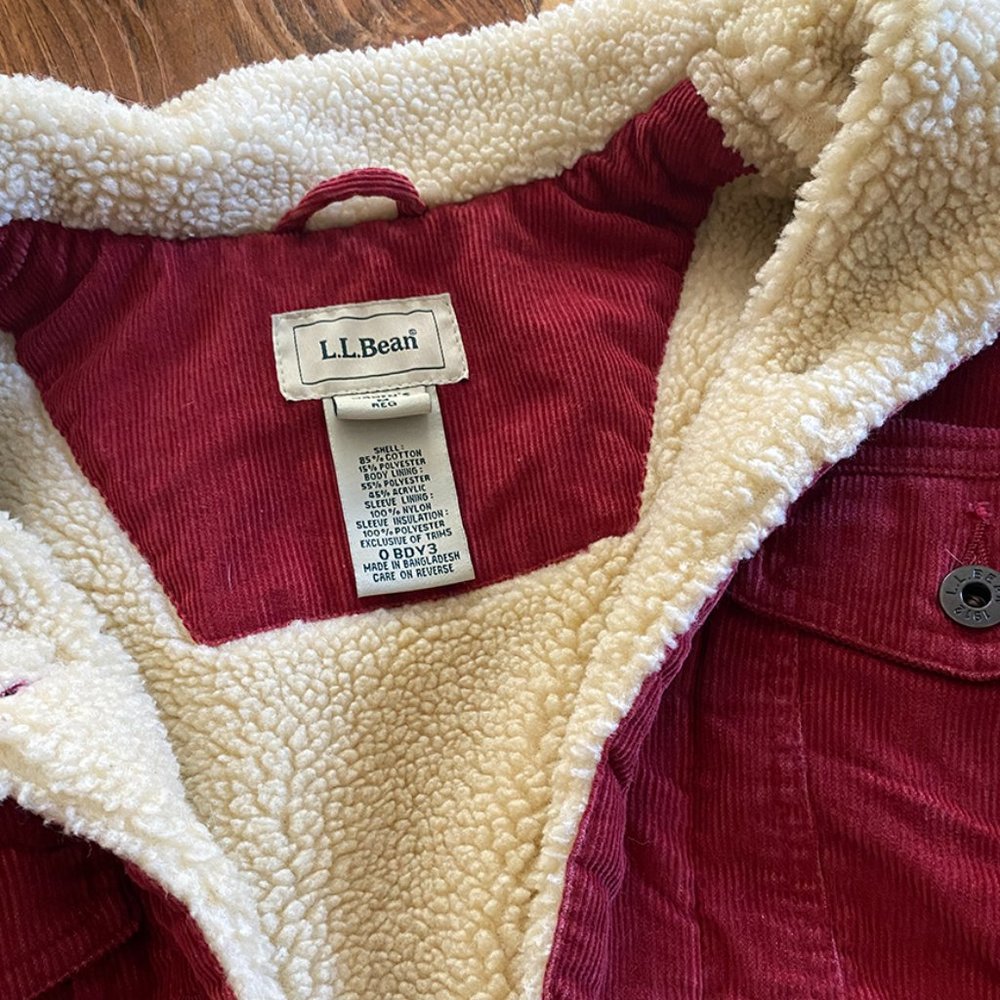 LL Bean, Sherpa Lined, Corduroy Jacket